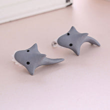 Free Ship 100% Handmade Polymer Clay Cute Shark Earrings Ear Stud jewelry brincos J4U66