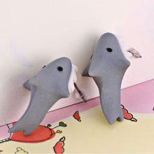 Free Ship 100% Handmade Polymer Clay Cute Shark Earrings Ear Stud jewelry brincos J4U66