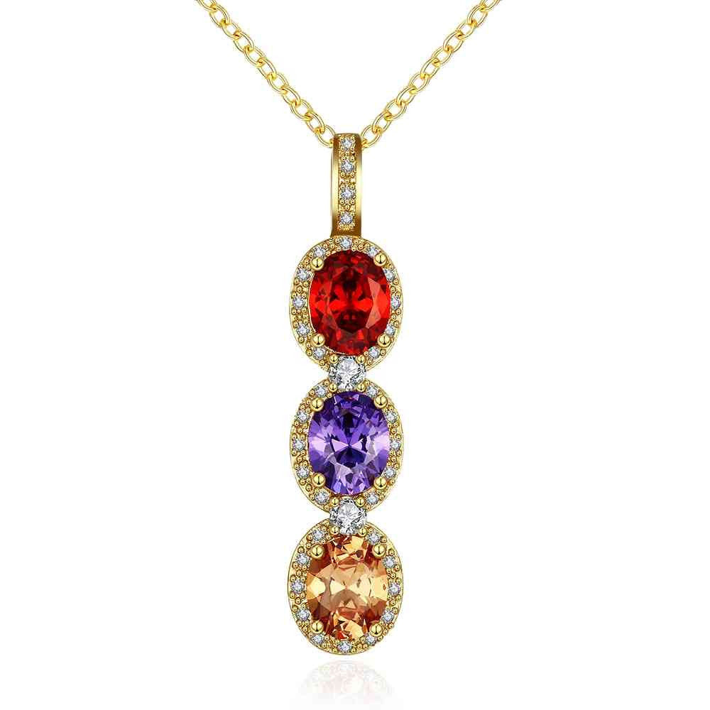 18k gold plated necklaces crystal tricolorcollier bijoux femme skgn11 J4U66