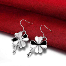 lovely silver plated earring four leaf clover earcuff oso J4U66
