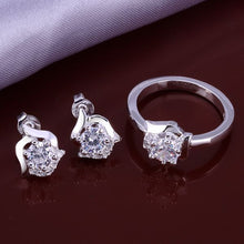 lovely silver plated jewelry sets white rose r e charm J4U66