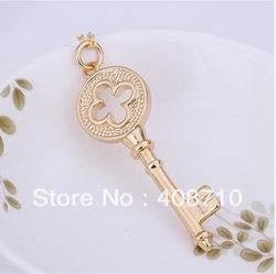 lovely silver plated pendant golden clover key colar femininosale J4U66