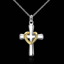 lovely silver plated pendant heart cross tattoo choker bijoux women J4U66