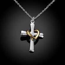 lovely silver plated pendant heart cross tattoo choker bijoux women J4U66