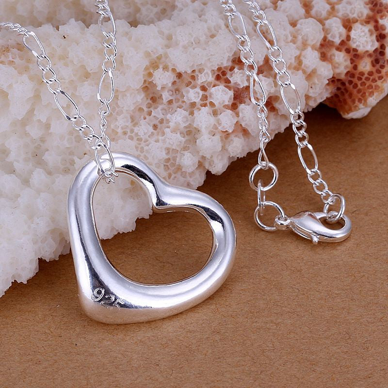 silver plated necklaces pendants heart perfume women gift for her J4U66