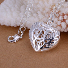 silver plated pendants stereo heart collares populares joyas J4U66
