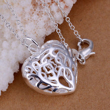 silver plated pendants stereo heart collares populares joyas J4U66