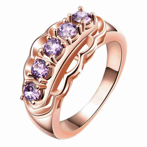 18k gold plating rings for women lace inlay crystal opal love J4U66