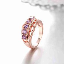 18k gold plating rings for women lace inlay crystal opal love J4U66