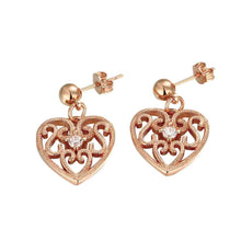 18k gold plated earings jewelry pierced hearts stud brinco floating charms J4U66