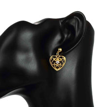 18k gold plated earings jewelry pierced hearts stud brinco floating charms J4U66