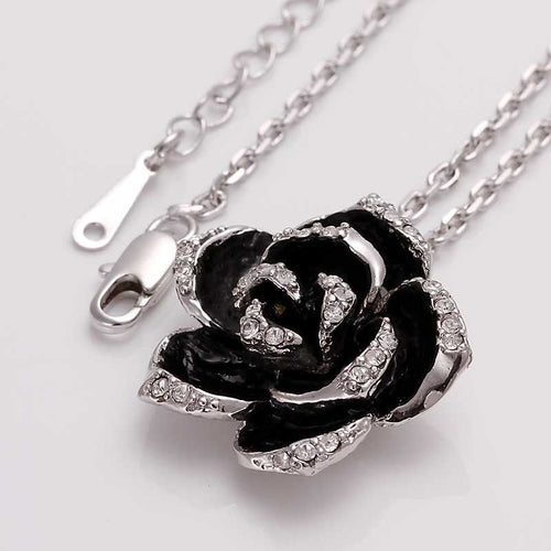 austrian crystal necklaces amp pendants black flowercollane sport J4U66
