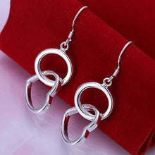 silver plated earing circle and heart brinco collier plastron femme J4U66