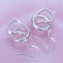 silver plated earing circle and heart brinco collier plastron femme J4U66