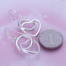 silver plated earing circle and heart brinco collier plastron femme J4U66