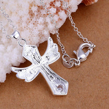 silver plated necklaces amp pendants small wings cross collares love J4U66