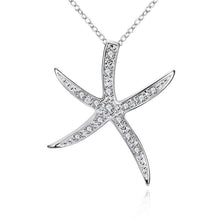 silver plated pendants insets starfish collares jewerly accessories J4U66