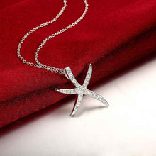 silver plated pendants insets starfish collares jewerly accessories J4U66