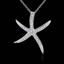 silver plated pendants insets starfish collares jewerly accessories J4U66
