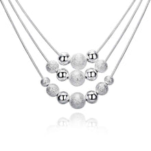 silver necklaces three line multi beads colar feminino margarida smtn020 J4U66