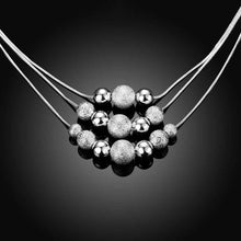 silver necklaces three line multi beads colar feminino margarida smtn020 J4U66