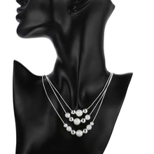 silver necklaces three line multi beads colar feminino margarida smtn020 J4U66