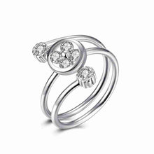 lovely 100 sterling silver wedding ring three stone opening bague femme love hbr142 J4U66