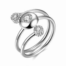lovely 100 sterling silver wedding ring three stone opening bague femme love hbr142 J4U66