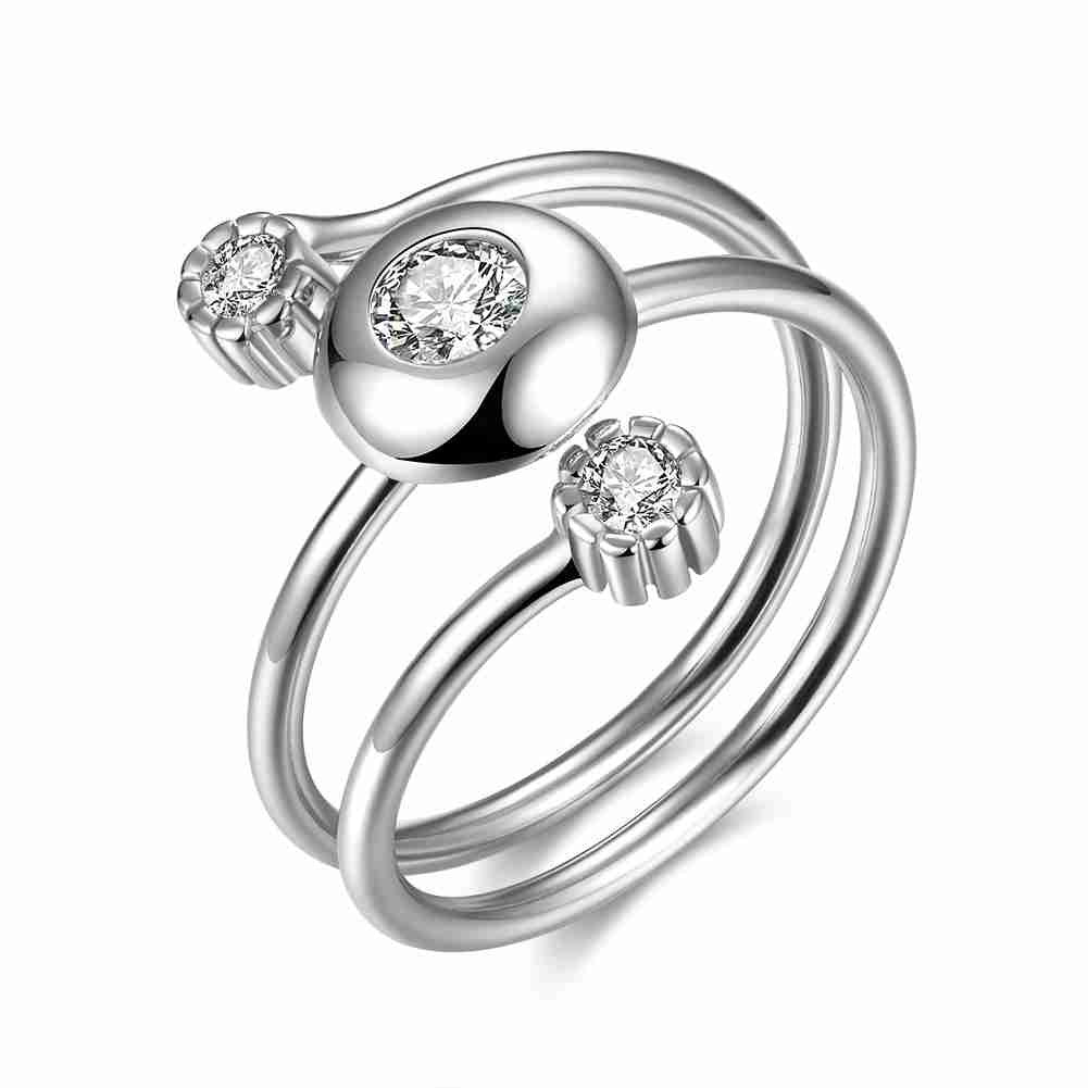 lovely 100 sterling silver wedding ring three stone opening bague femme love hbr142 J4U66