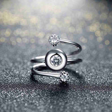 lovely 100 sterling silver wedding ring three stone opening bague femme love hbr142 J4U66