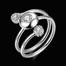 lovely 100 sterling silver wedding ring three stone opening bague femme love hbr142 J4U66