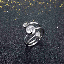 lovely 100 sterling silver wedding ring three stone opening bague femme love hbr142 J4U66