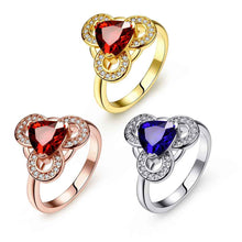 lovely 18k real gold plated wedding ring crystal triangle round ring men charms hbr10 J4U66