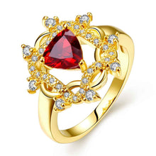 lovely 18k real gold plated wedding ring crystal triangle round ring men charms hbr10 J4U66