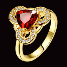 lovely 18k real gold plated wedding ring crystal triangle round ring men charms hbr10 J4U66