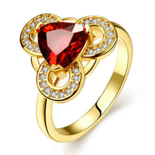 lovely 18k real gold plated wedding ring crystal triangle round ring men charms hbr10 J4U66