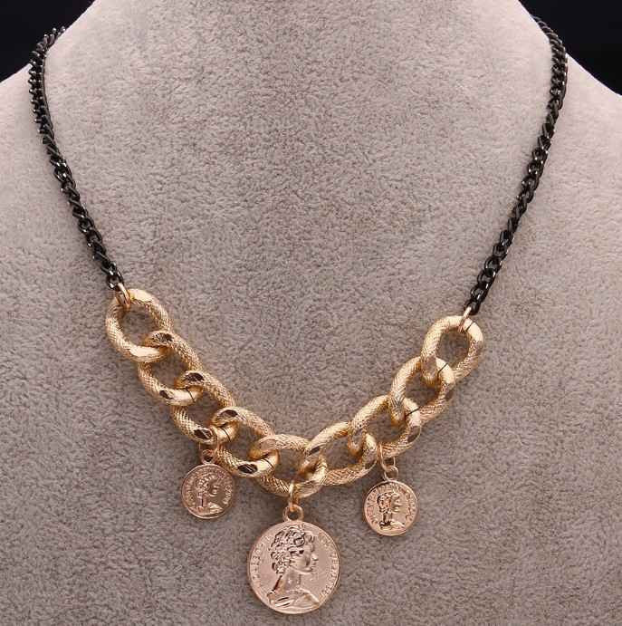 pendant necklace leck coins collane bone hbn323 J4U66