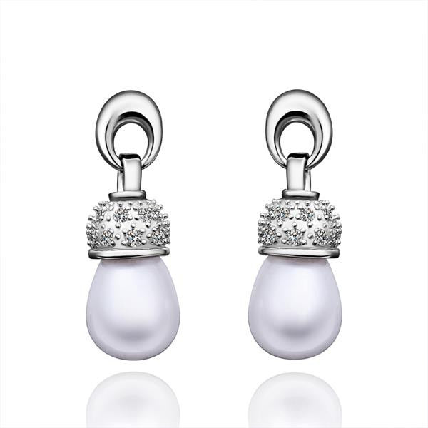 silver earrings for women beads imitation pearl stud pendientes bijoux hbe23 J4U66