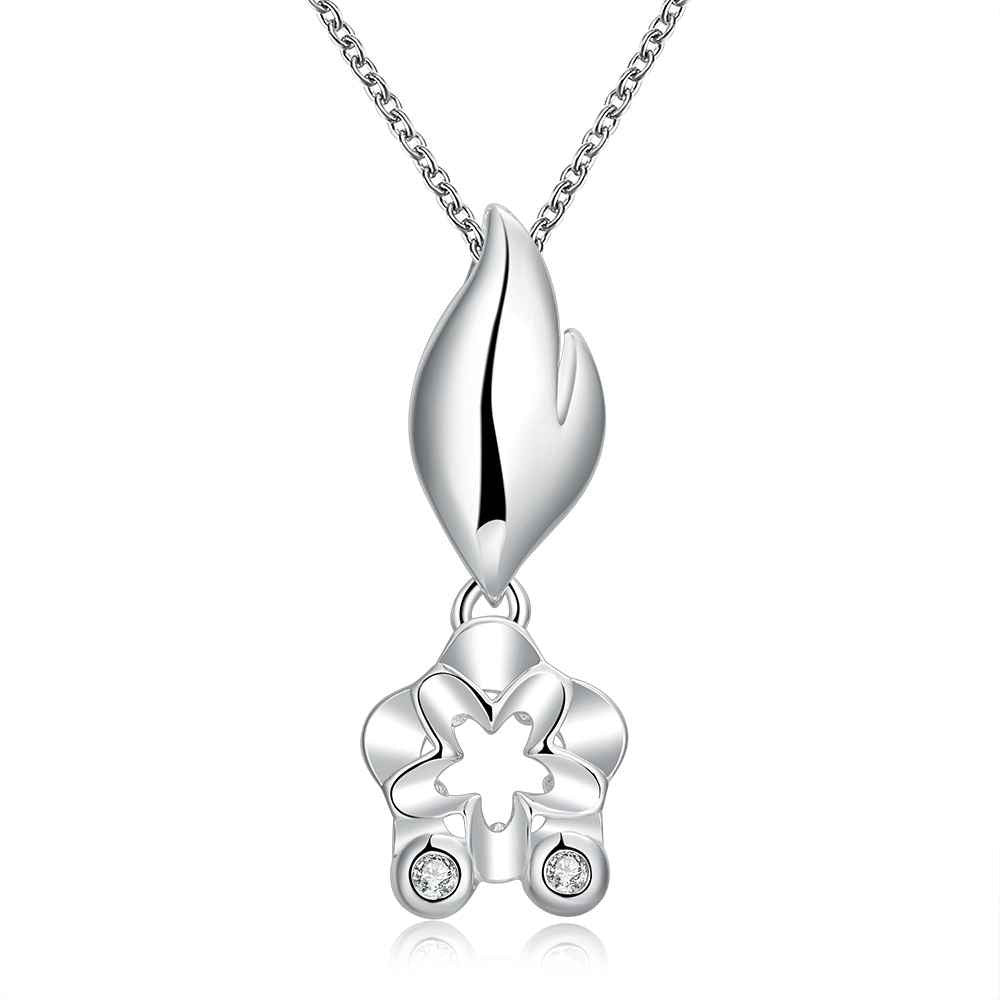 silver pendant necklace flower shaped insets tenis masculino jewelry european style smtn707 J4U66