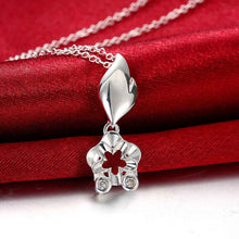 silver pendant necklace flower shaped insets tenis masculino jewelry european style smtn707 J4U66