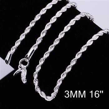 silver plated chains 3m twisted rope oso smtc014 J4U66