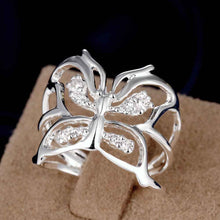silver engagement ring inlay butterfly anel de ouro diy hbr0 J4U66