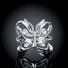 silver engagement ring inlay butterfly anel de ouro diy hbr0 J4U66