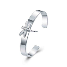 silver plated charms bangle inlaid stone dragonfly women pulseras floating charms smtb041 J4U66