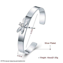 silver plated charms bangle inlaid stone dragonfly women pulseras floating charms smtb041 J4U66
