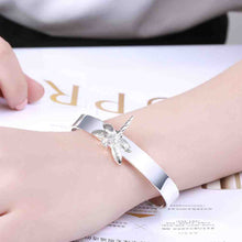 silver plated charms bangle inlaid stone dragonfly women pulseras floating charms smtb041 J4U66