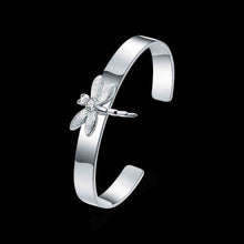 silver plated charms bangle inlaid stone dragonfly women pulseras floating charms smtb041 J4U66