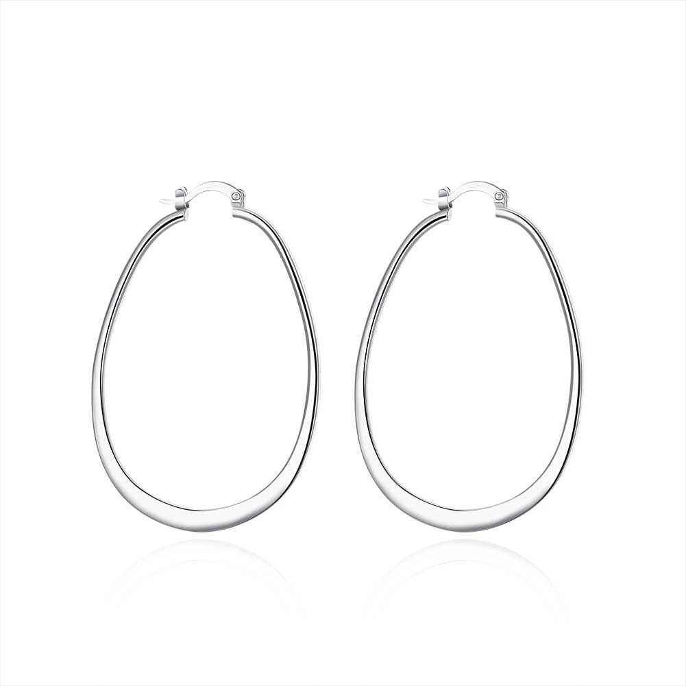 silver plated earrings for women flat u hoop orecchini joias hbe1 J4U66