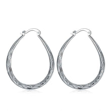 silver plated earrings for women flat u hoop orecchini joias hbe1 J4U66