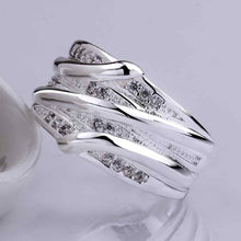 silver plated wedding rings crystal line anillo osohbr07 J4U66